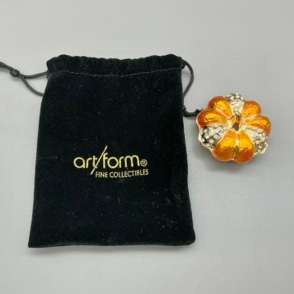 Art Form Golden Gourd Pumpkin Trinket Box AF601 Rhinestone Enamel Objet D'Art